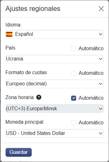 Ajustes Regionales