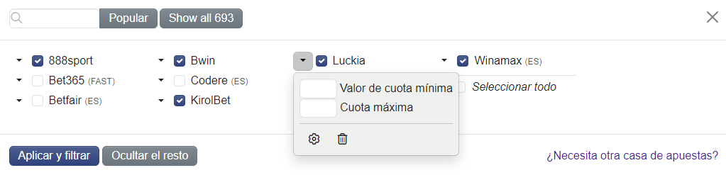 Lista personal de casas de apuestas